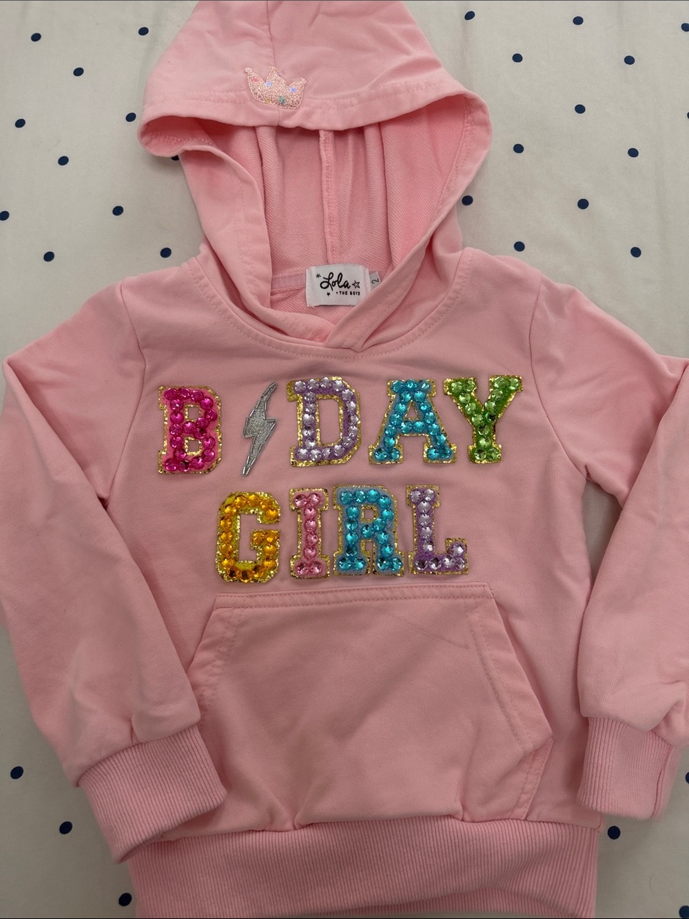 Lola + The Boys Pink Sequin "B-DAY GIRL" Hoodie